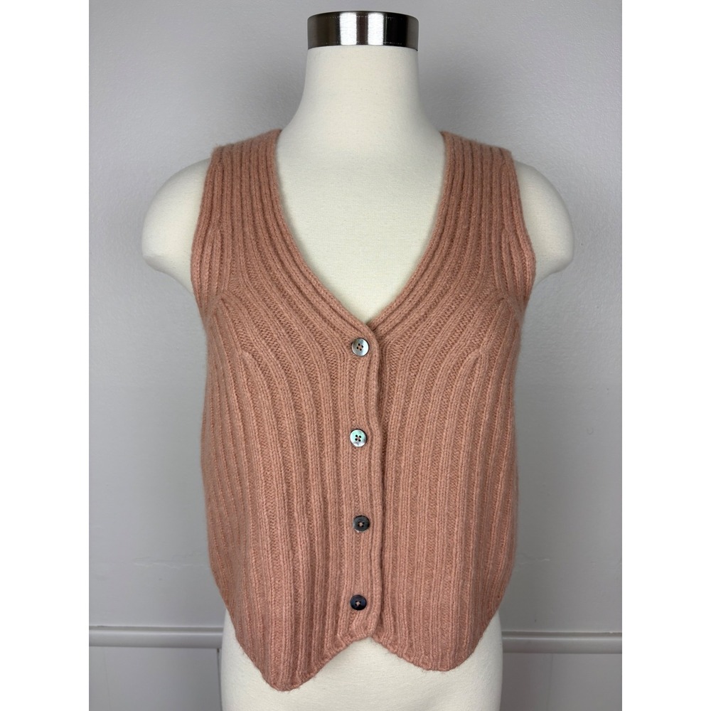 Favorite Daughter The Knit Favorite Sweater Vest Merino Wool Cashmere Sz M Mauve